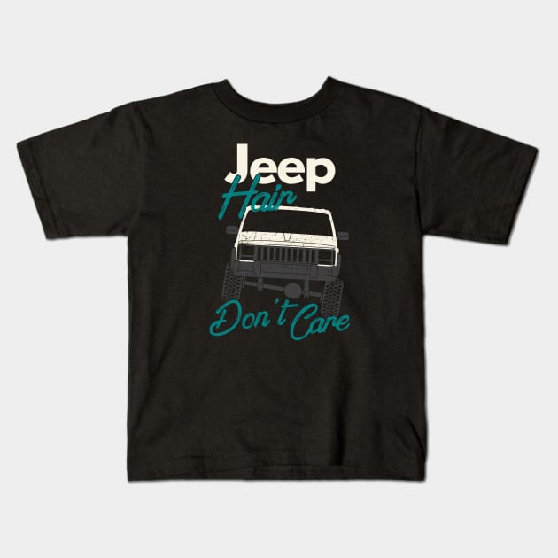 Jeep Hair Don't Care Kids T-Shirt by Grizzlynaut